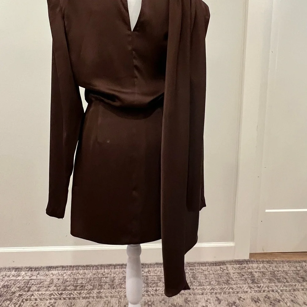 Ronny Kobo - Elegant Brown Draped Dress - never been worn -  size: small - Picture 10 of 10